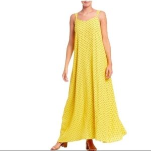A Loves A Flowy Yellow Tie Back Black & White Floral Print Maxidress